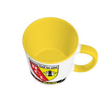 Mug bicolore jaune-blanc personnalisé avec un prénom foot RC Lens
